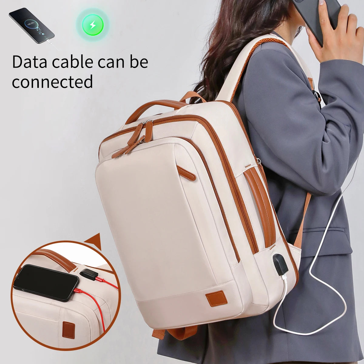 Sac à Dos Unisexe Extensible avec Port USB – Business & Voyages