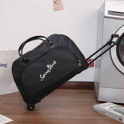 Sac de Voyage Trolley Imperméable à Roulettes en Denim
