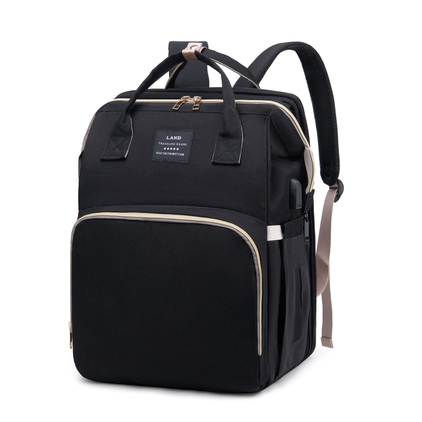 Sac à Dos Maman 3-en-1 avec Lit Bébé Pliable & Grande Capacité