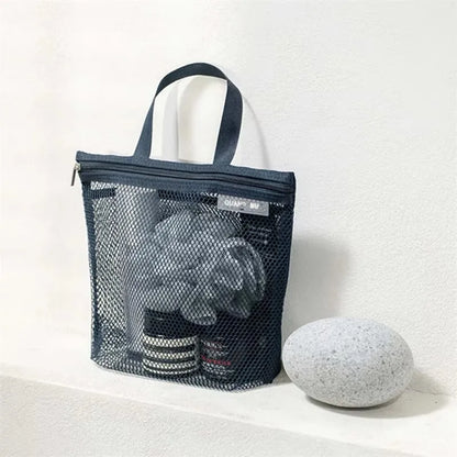 Sac de Toilette en Maille Polyester – Trousse Transparente Respirante pour Voyage et Salle de Bain