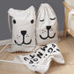 Sac à linge en coton et lin à cordon imprimé