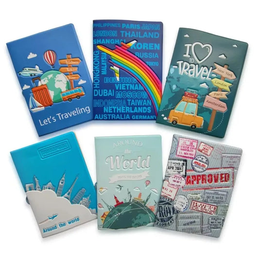 Porte-Passeport Coloré en PVC Motifs Voyage