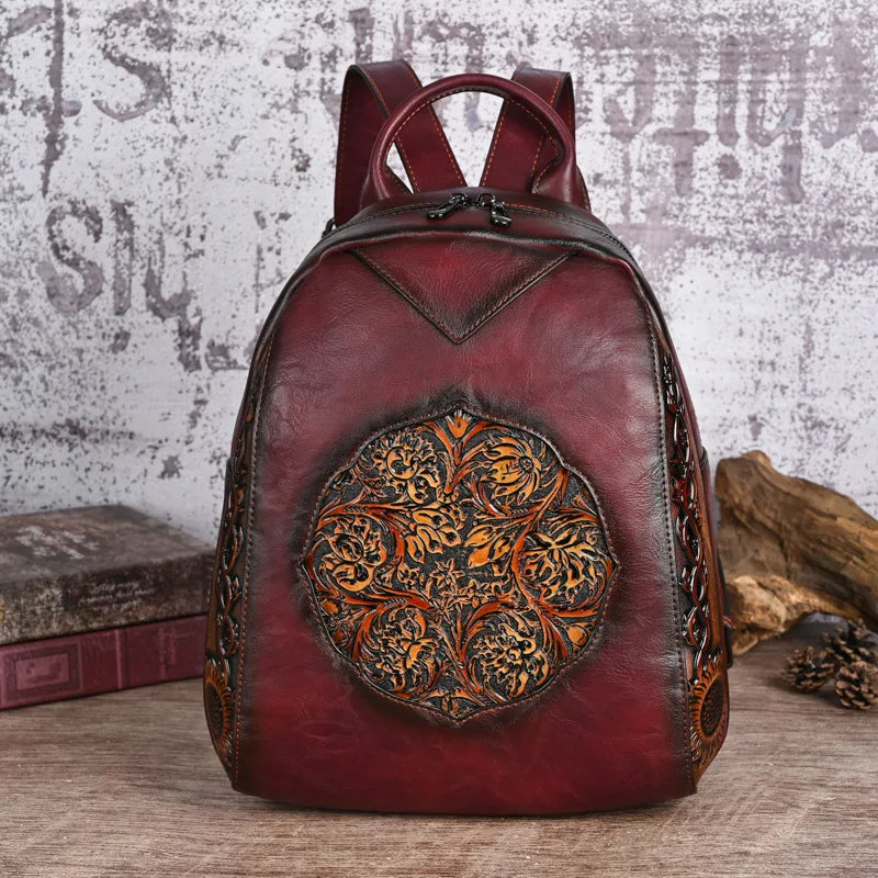 Sac à dos vintage en cuir PU embossé
