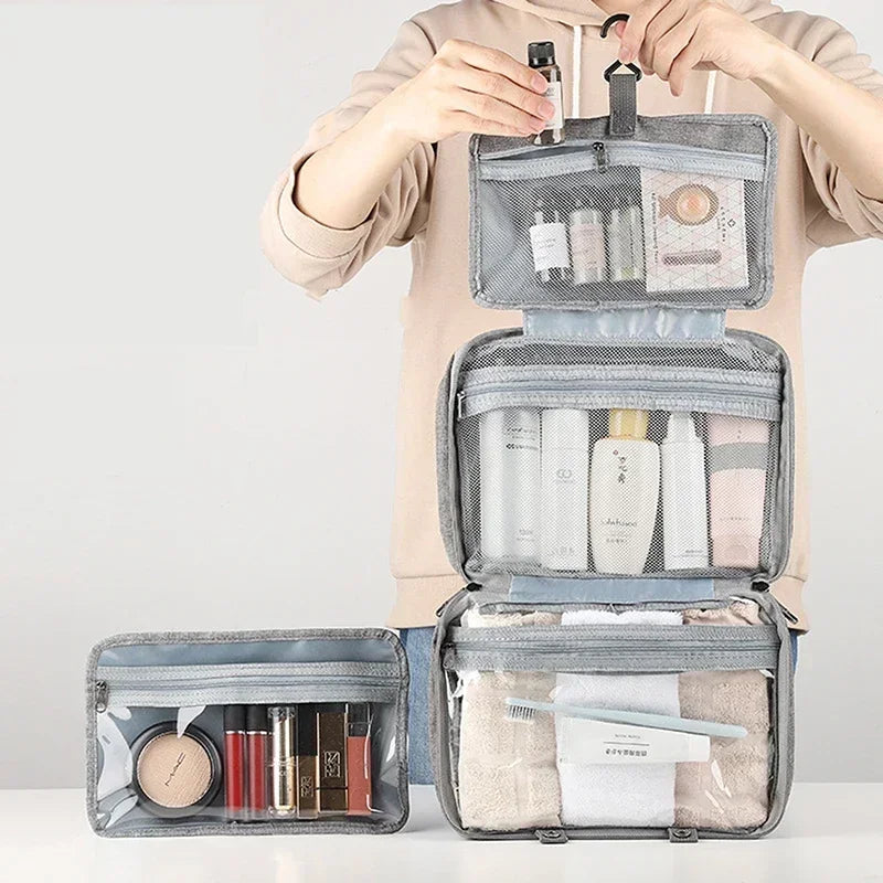 Trousse de toilette suspendue étanche en polyester multi-compartiments