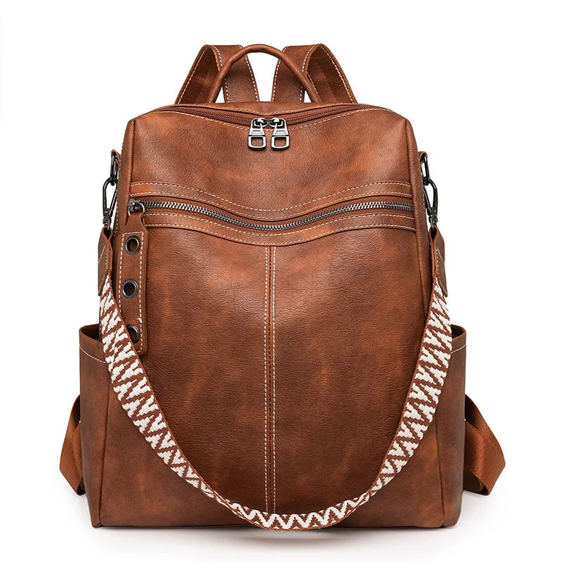 Sac à dos de voyage rétro en cuir PU imperméable