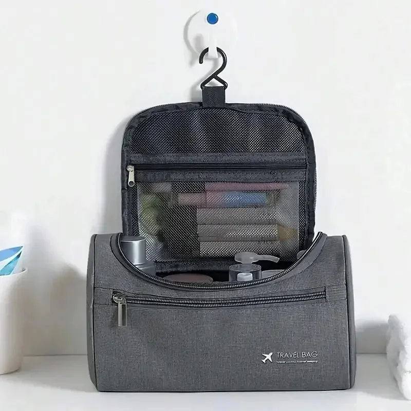 Trousse de toilette suspendue en lin grande capacité