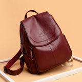 Sac à dos femme grande capacité en cuir PU, coloris marron