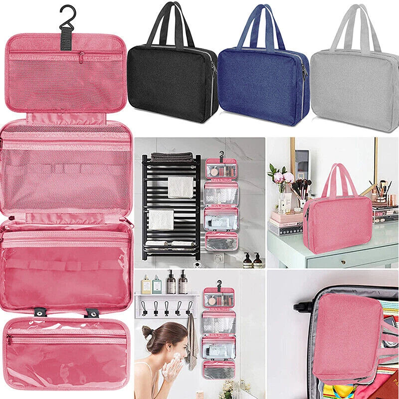 Trousse de Toilette Suspendue Imperméable – Grand Format Pliable Multi-compartiments
