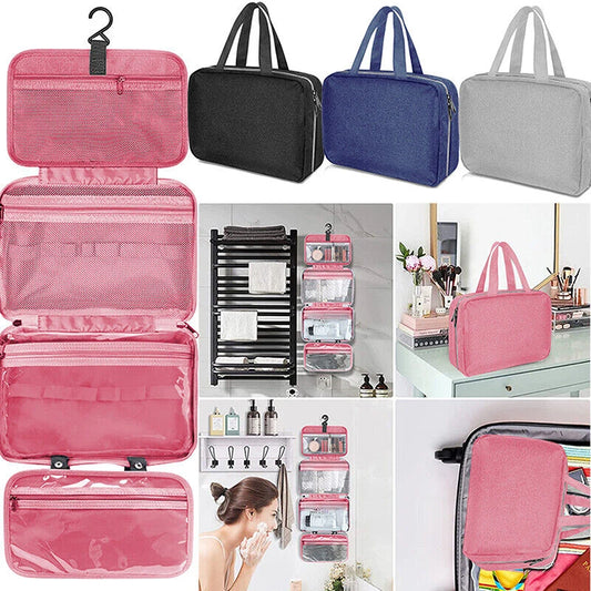 Trousse de Toilette Suspendue Imperméable – Grand Format Pliable Multi-compartiments