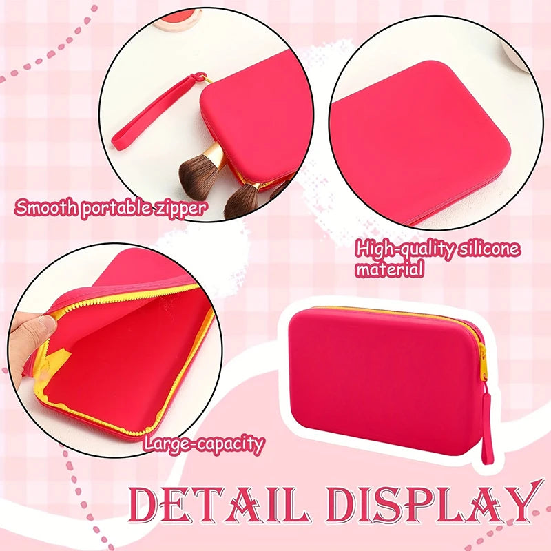 Trousse Cosmétique Carrée en Silicone – Étanche & Multifonction