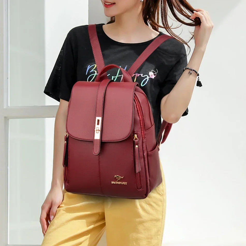 Sac à dos femme grande capacité en cuir microfibre
