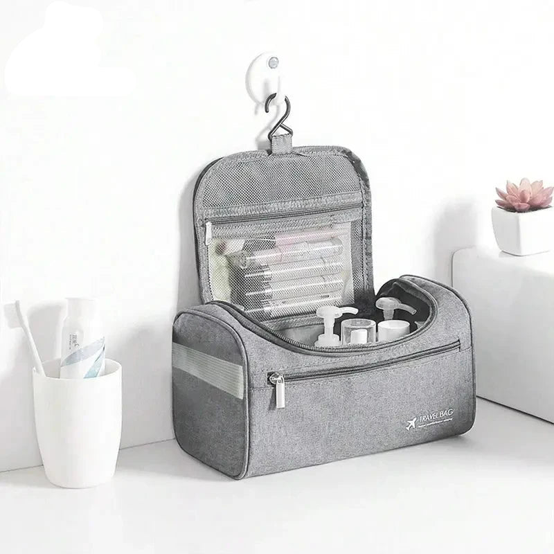 Trousse de toilette suspendue en lin grande capacité