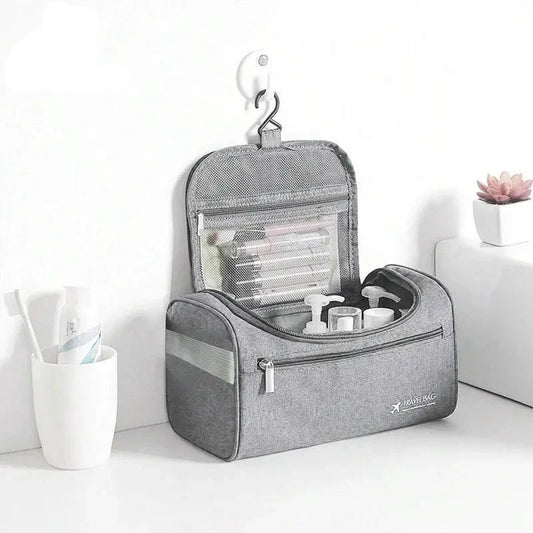 Trousse de toilette suspendue en lin grande capacité