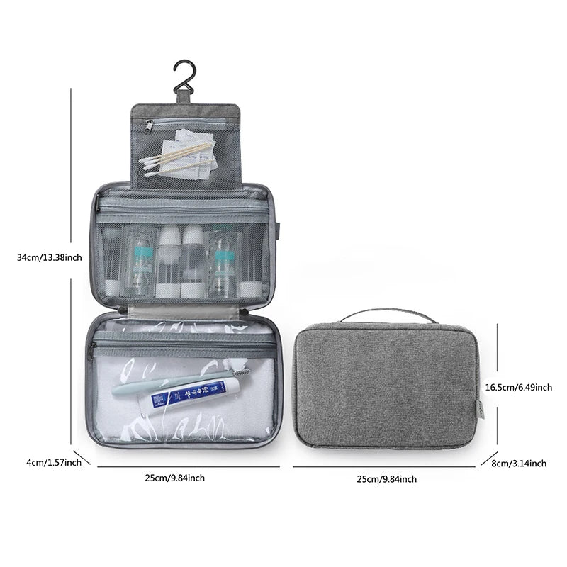 Trousse de Toilette Suspendue Imperméable – Grand Format Pliable Multi-compartiments