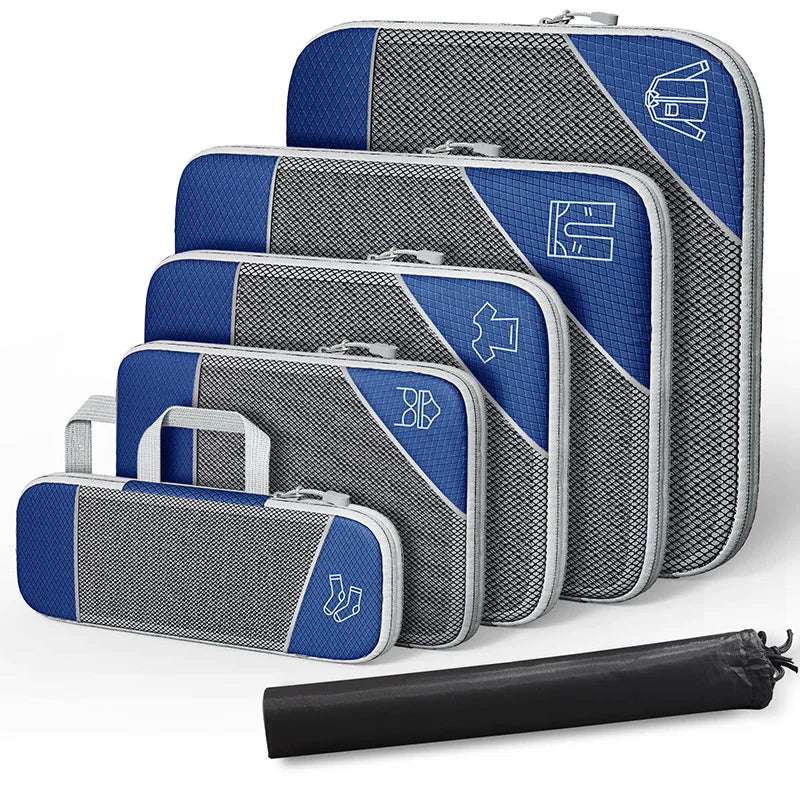 Set de 6 cubes de rangement compressibles avec sac à chaussures intégré