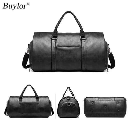 Sac de voyage pliable en cuir PU avec rangement costume