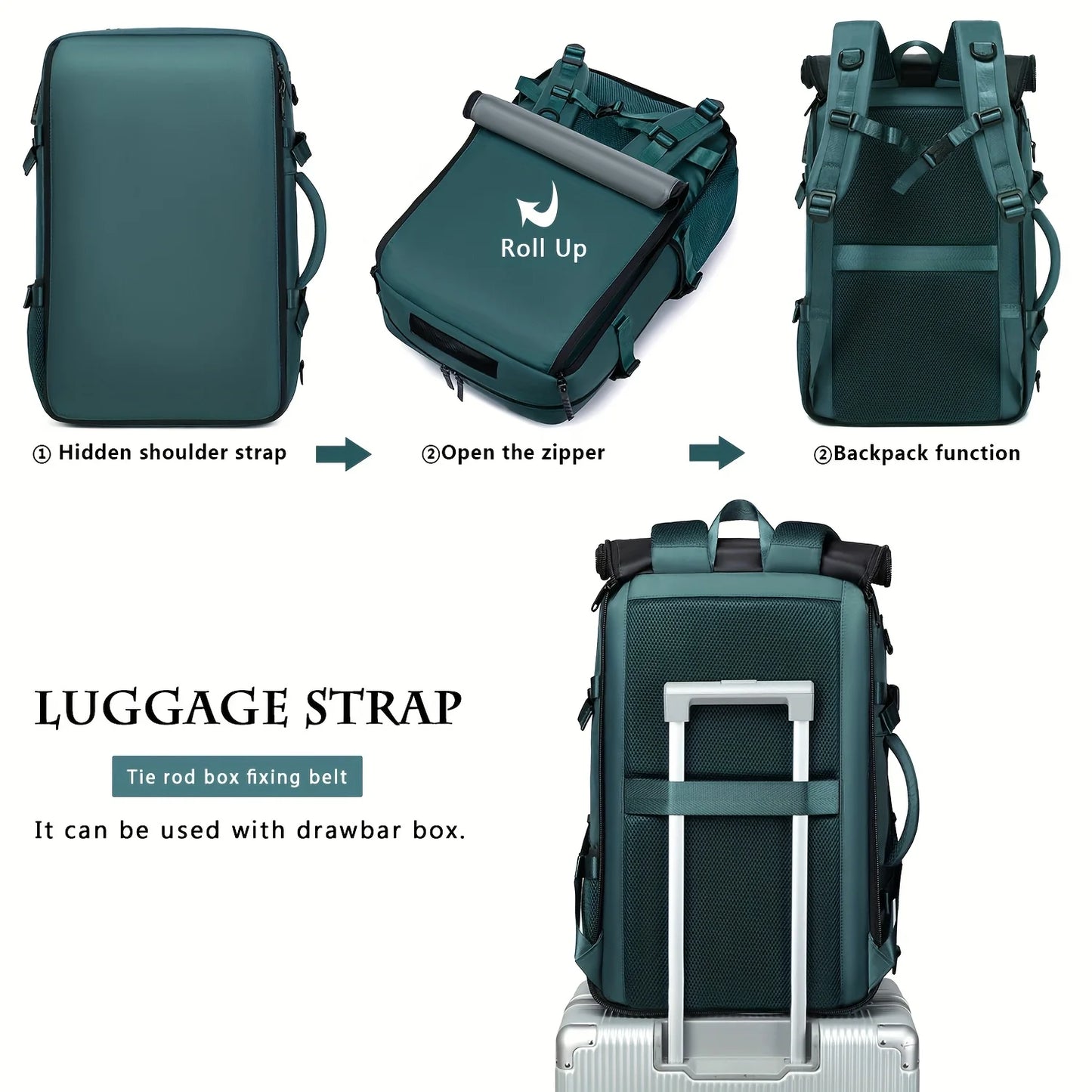 Sac à dos de voyage 3-en-1 grande capacité avec compartiment chaussures