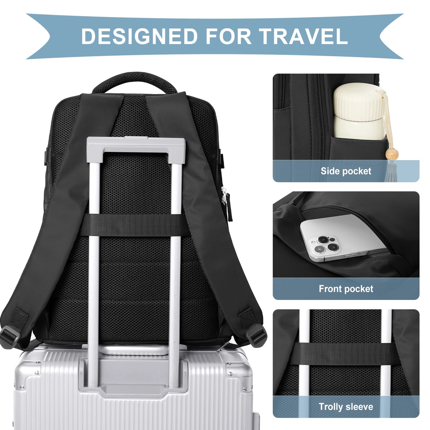 Sac à Dos Cabine 40×30×20 – Compartiment Chaussures & Ordinateur