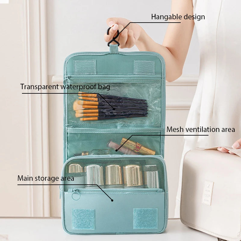 Trousse de toilette suspendue en Oxford avec compartiments multiples