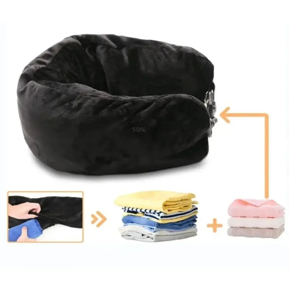 Oreiller de voyage remplissable en tissu lycra avec sac de transport