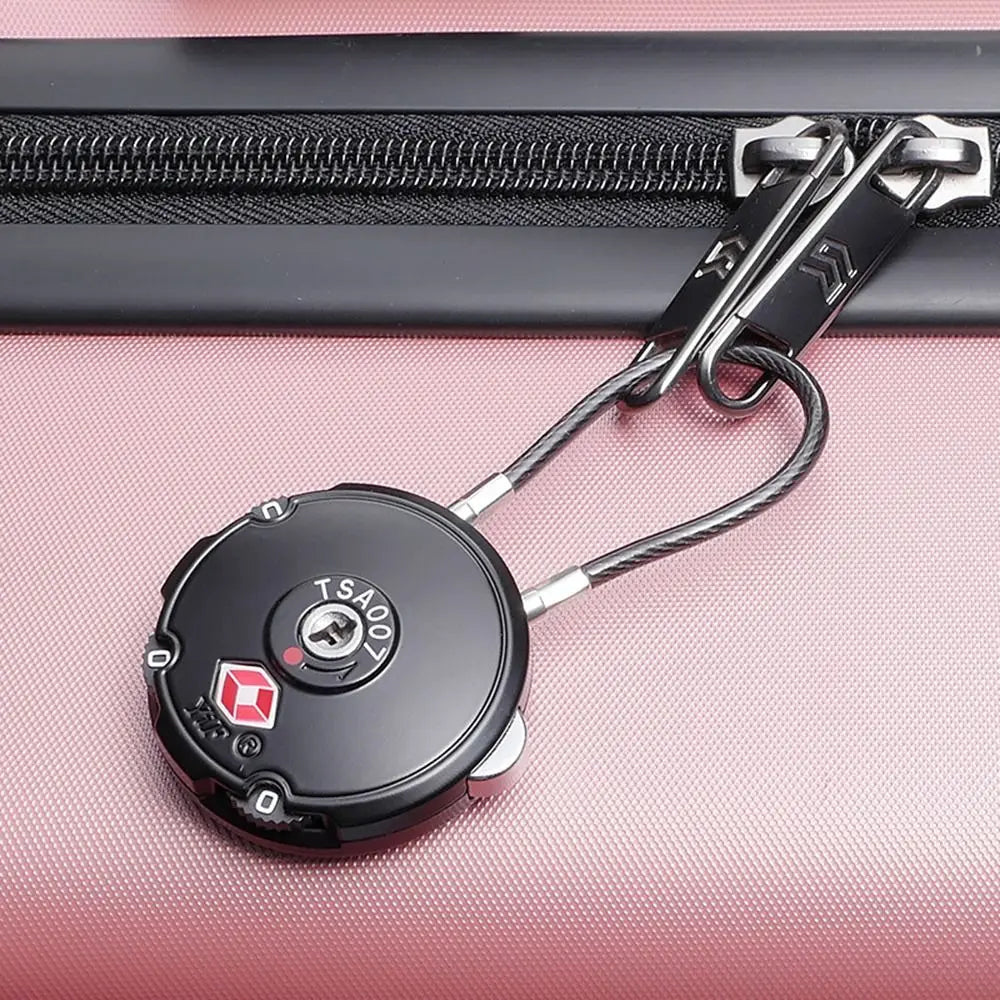 Cadenas TSA Rond 3 Chiffres avec Câble – Sécurité et Style Compact