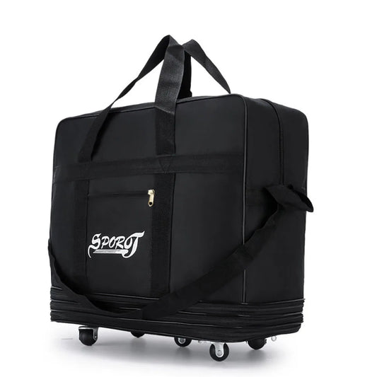 Sac de Voyage Trolley Noir Extensible à Roulettes – Grande Valise Polyvalente