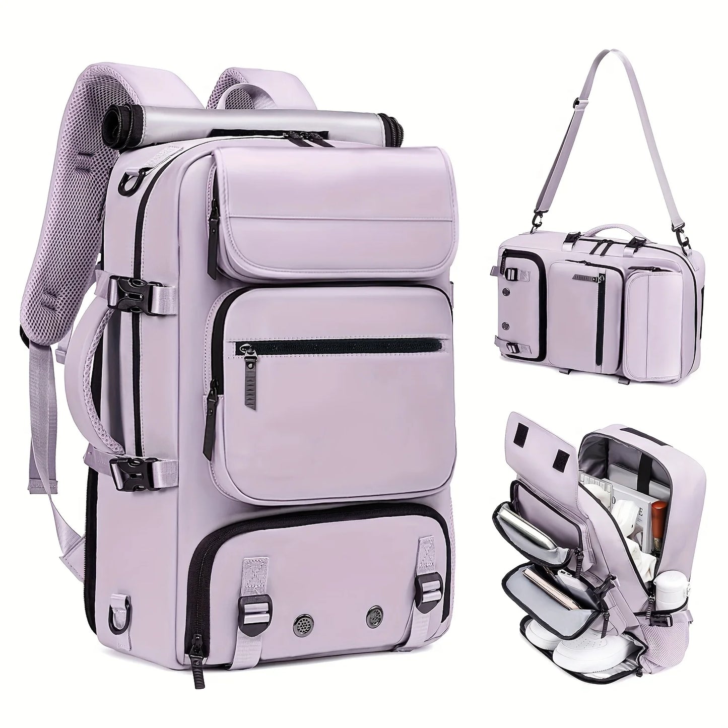 Sac à dos de voyage 3-en-1 grande capacité avec compartiment chaussures
