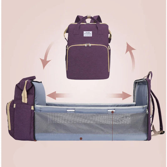 Sac à Langer Multifonction avec Lit Pliant Intégré – Nylon Résistant & Grande Capacité