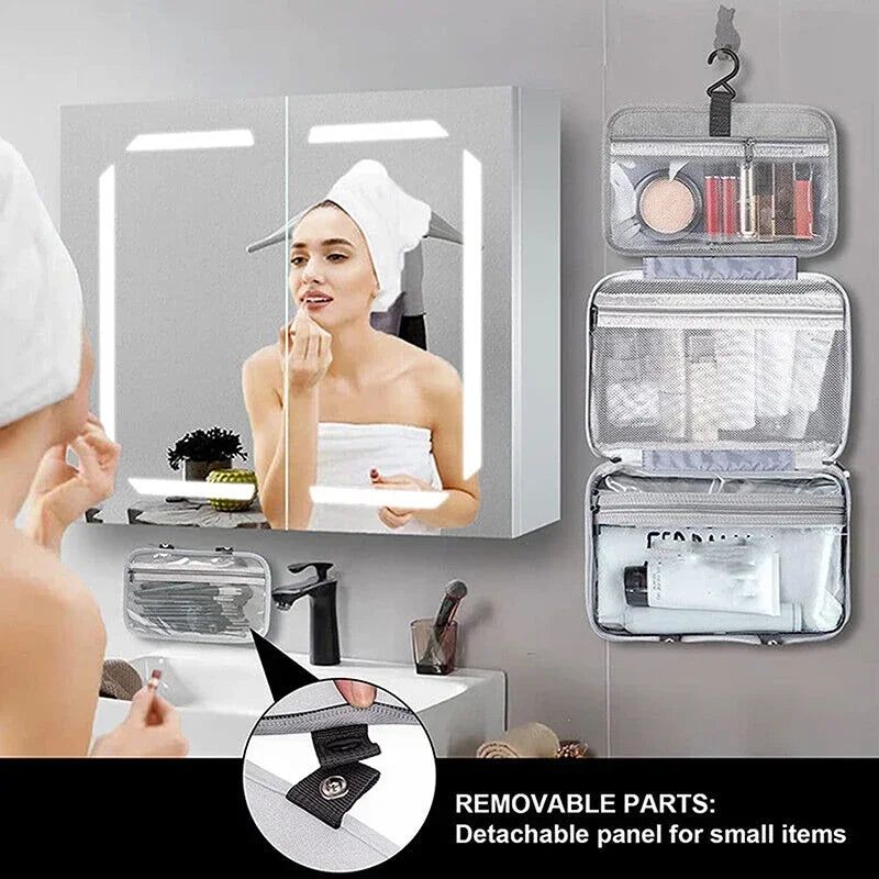 Trousse de toilette suspendue étanche en polyester multi-compartiments