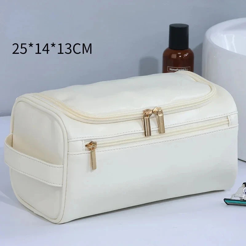 Trousse de Toilette Suspendue en Similicuir – Grande Capacité Unisexe avec Crochet