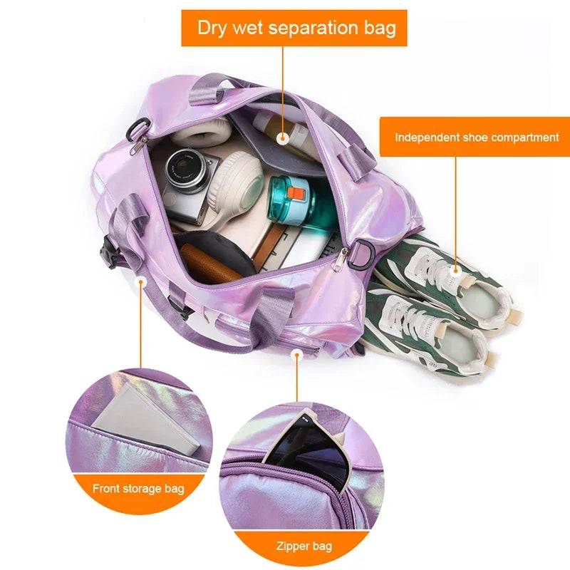 Sac de Sport Femme Holographique Compartiment Chaussures 25L