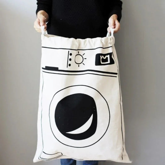 Sac à linge en coton et lin à cordon imprimé