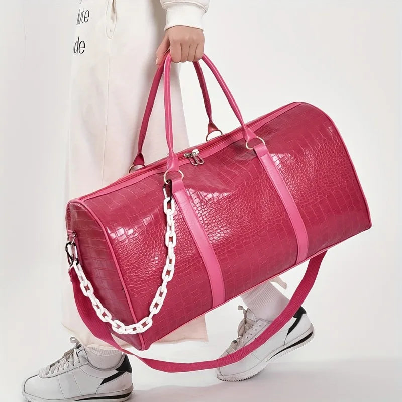 Sac de voyage rétro effet crocodile avec bandoulière ajustable