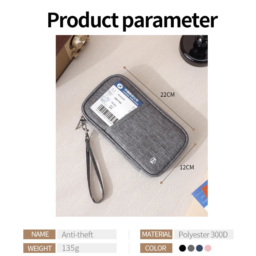 Porte-Passeport de Voyage RFID Anti-Vol en Polyester