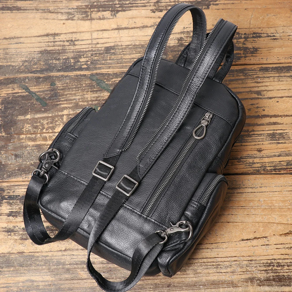 Sac à dos compact en cuir véritable