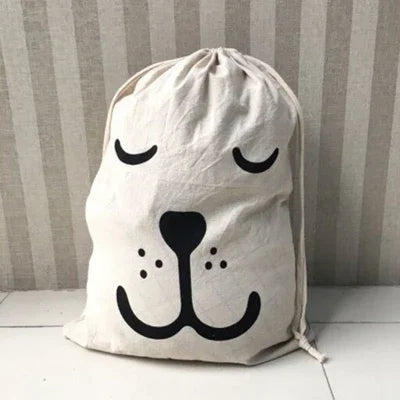 Sac à linge en coton et lin à cordon imprimé