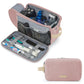 Trousse de toilette en polyester imperméable grande capacité, coloris rose
