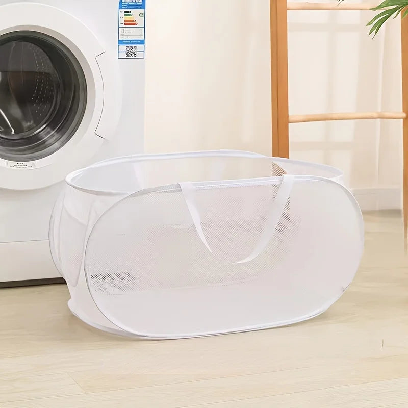 Panier à Linge Pliable en Maille avec Poignées – Grand Format 76L
