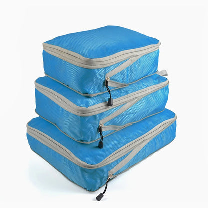 Set de cubes de rangement compressibles en nylon étanche pour valise, coloris rouge