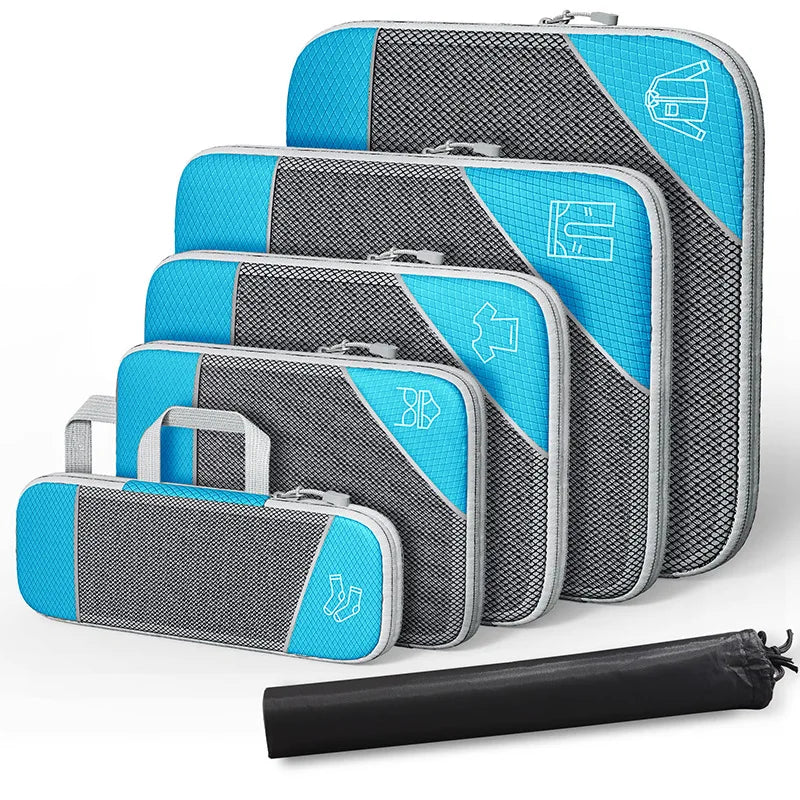 Set de 6 cubes de rangement compressibles avec sac à chaussures intégré