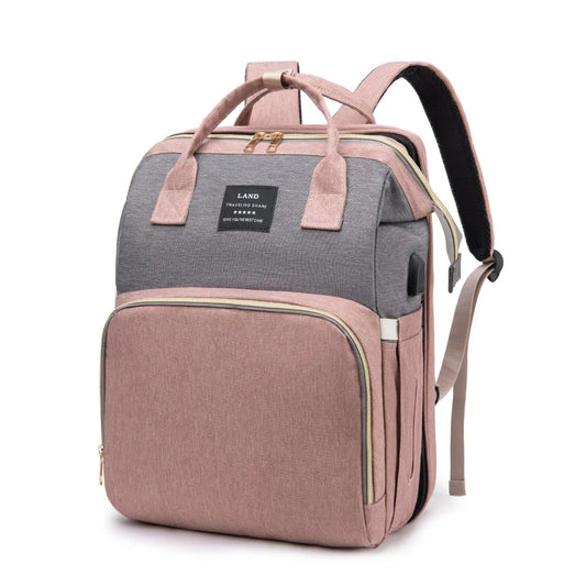 Sac à Dos Maman 3-en-1 avec Lit Bébé Pliable & Grande Capacité