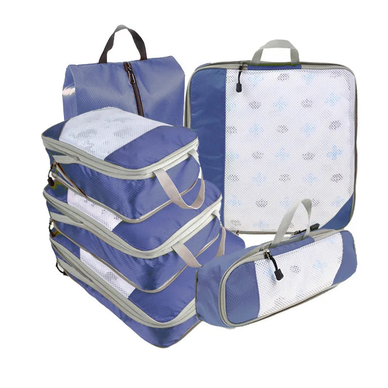 Set de 6 cubes de rangement compressibles avec sac à chaussures intégré