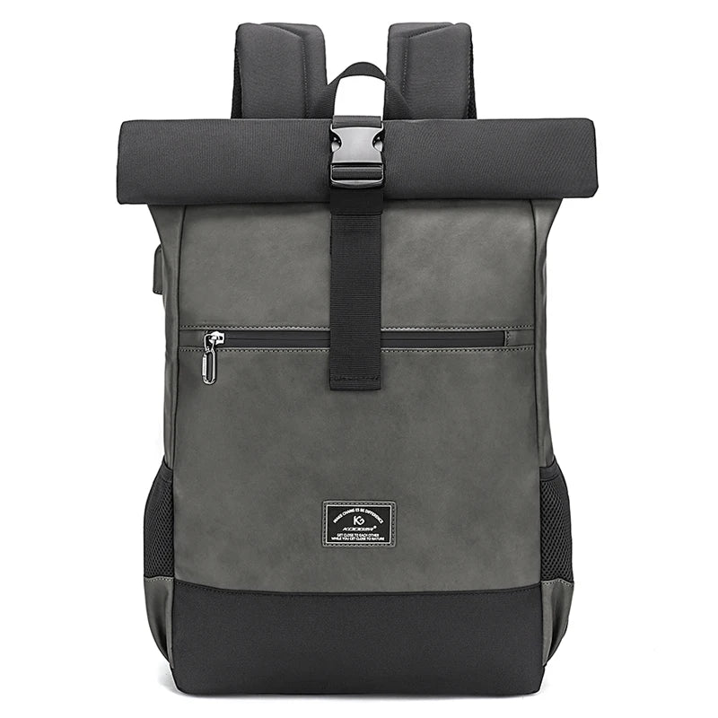Sac à dos roll-top en similicuir imperméable