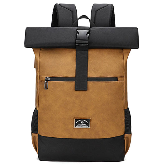 Sac à dos roll-top en similicuir imperméable