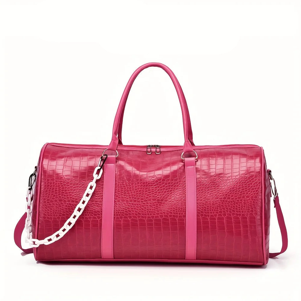 Sac de voyage rétro effet crocodile avec bandoulière ajustable