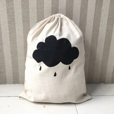 Sac à linge en coton et lin à cordon imprimé