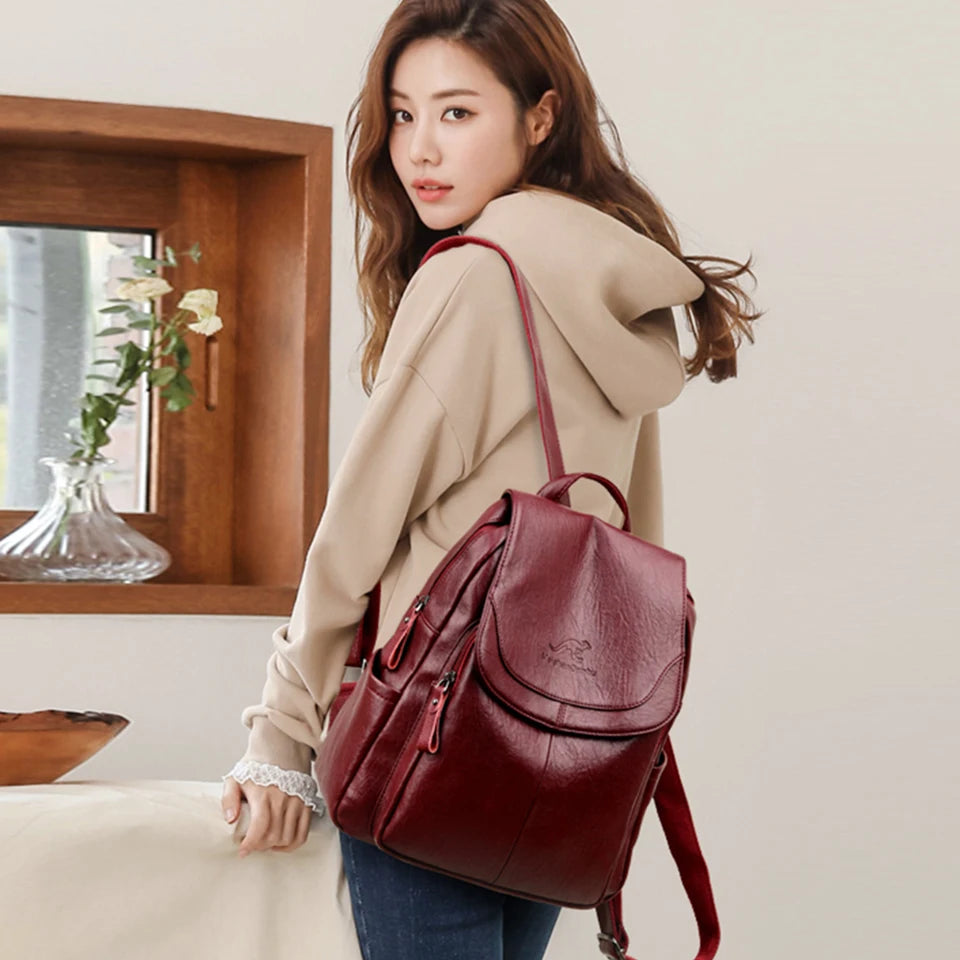 Sac à dos femme grande capacité en cuir PU
