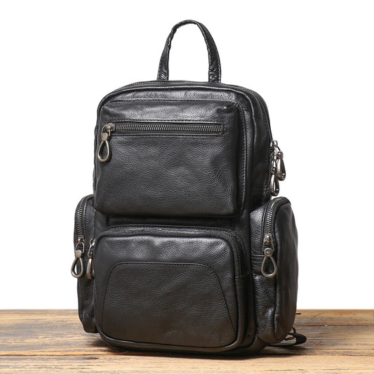 Sac à dos compact en cuir véritable