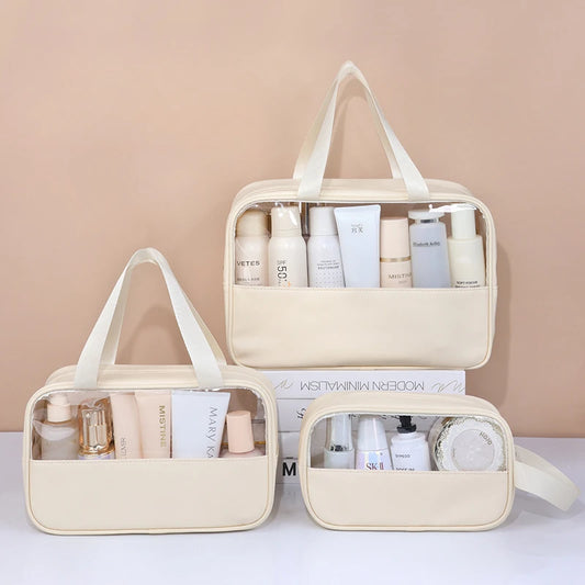 Set de 3 Trousses de Toilette Transparentes en PVC – Sac de Voyage Imperméable Grande Capacité
