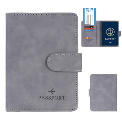 Porte-passeport PU avec fermeture et bloquage RFID